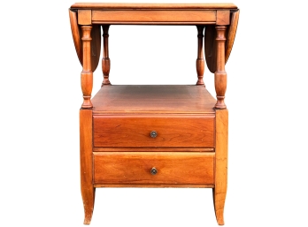 Vintage Wood Drop Leaf End Table