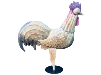 Standing Metal Rooster Decor