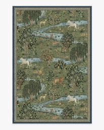 Ruggable Owl & Willow Green Rug With Rug Pad