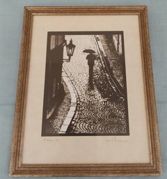 Photograph Of Czech Street Cobblestones In The Rain.