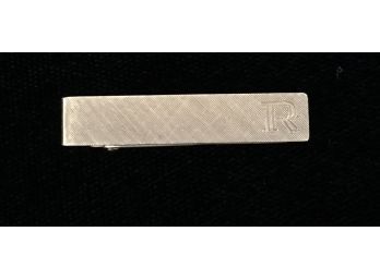 14 K Tie Clip Inital R  1.25' 4 Grams
