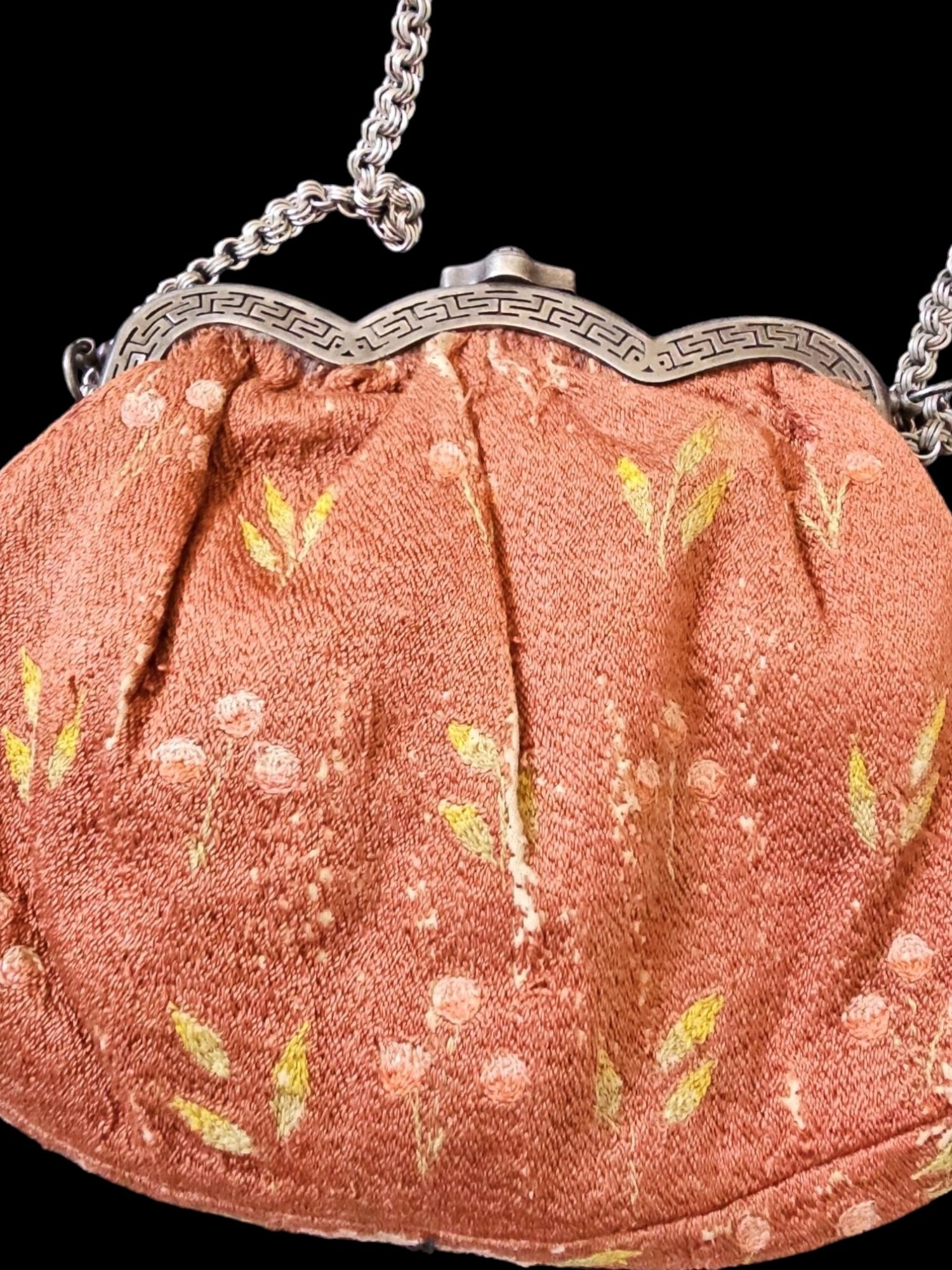 Antique Hand Embroidered Purse Of Man And Women, Two Sections Inside ...