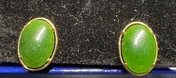Vintage Gold Filled Nephrite Jade Earrings