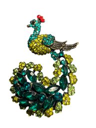Stunning Rhinestone Peacock Brooch