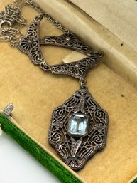 Vintage Sterling And Topaz Necklace