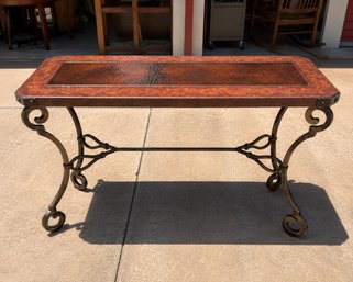 Tuscan Style Sofa Console Table Hammered Copper Iron