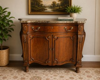 Vintage Hekman Oak Nightstand End Table With Drawer And Cabinet