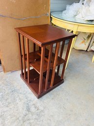 Vintage Wooden Rotating Revolving Bookcase Square Accent End Table