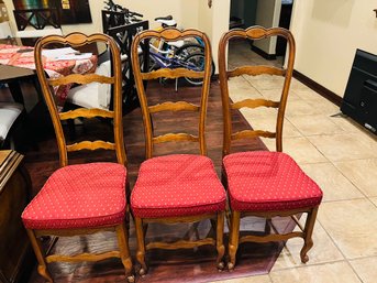 Vintage French Provincial Ladderback Dining Chairs - Set Of 3