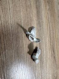 Pair Of White Porcelain Flying Bird Figurines