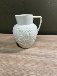 Vintage English Ceramic Relief Pitcher - 18th Cent. Staffordshire Salt-Glaze Style