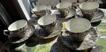 Lot Of Six Vintage Myott Royal Mail Staffordshire Cups & Saucers