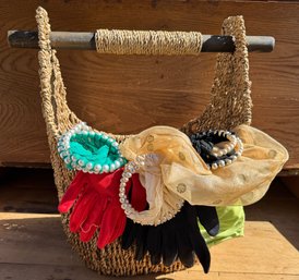 Lot Of Vintage Accessories In Basket