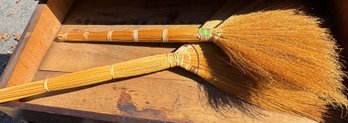 Lot Of Two Vintage Straw Hearth Brooms