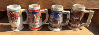 Lot Of Four Budweiser Holiday Mugs