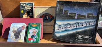 Lot Of Five Games And One Box Of Stationary Cards