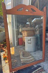 Vintage Wood Framed Wall Mirror