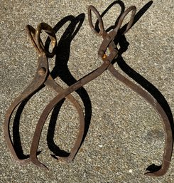Lot Of Two Antique Ice Tongs