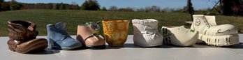 Lot Of Six Vintage Shoe-Shaped Planters & One Teacup