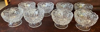 Lot Of Eight Small Footed Cut Glass Berry Bowls