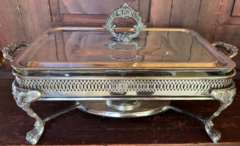 Vintage F.B. Rogers Silver Plated Chafing Dish With Pyrex