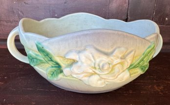 Vintage Roseville Pottery Gardenia Handled Console Bowl- Please Read