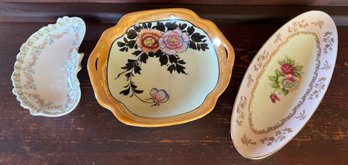 Lot Of Three Small Dishes Including Lusterware & Limoges
