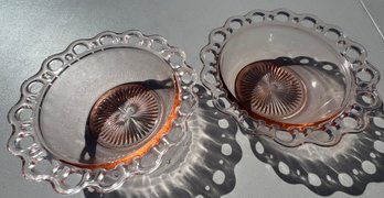 Lot Of Two Old Colony Pink Depression Glass Bowls