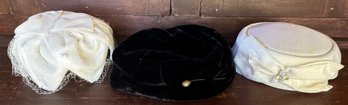 Lot Of Three Vintage Hats Including Velvet Cloche-Style