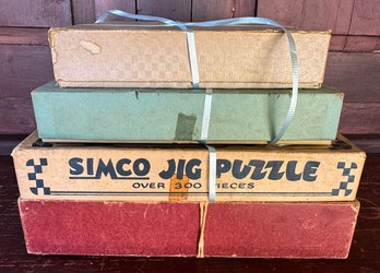 Lot Of Four Vintage Puzzles Including Wooden Straus
