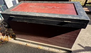 Large Painted Wooden Trunk