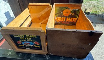 Lot Of Two Vintage Wooden Fruit Crates