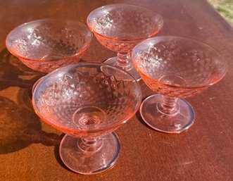 Lot Of Four Pink Depression Glass Sherbet Cups