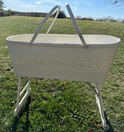 Vintage Red-Man White Wicker Baby Cradle
