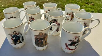 Lot Of Ten Norman Rockwell Porcelain Mugs