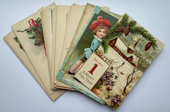 Large Lot Of 29 Vintage New Year's Postcards