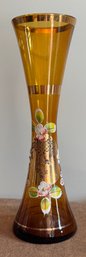 Vintage Yellow Amber Italian Murano Glass Vase