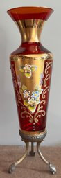 Vintage Ruby Cranberry Italian Murano Glass Vase