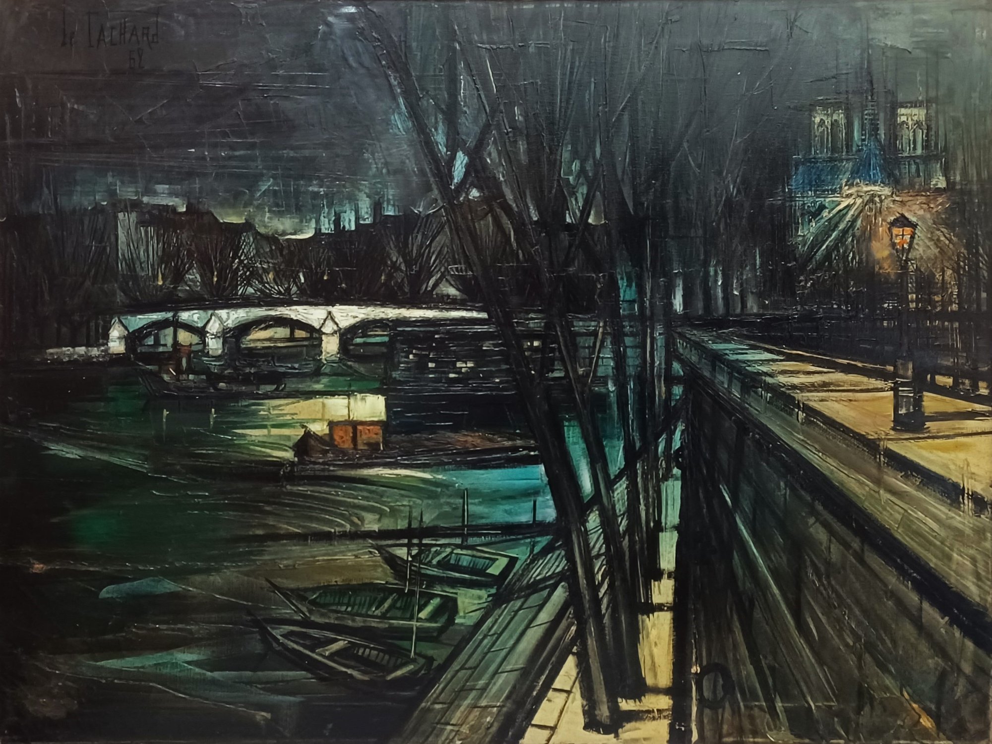 ★Bouvier De Cachard 64 油彩画 都市の風景 アンティーク ☆Bouvier De Cachard 64 油彩画 都市の風景 アンティーク Bouvier De