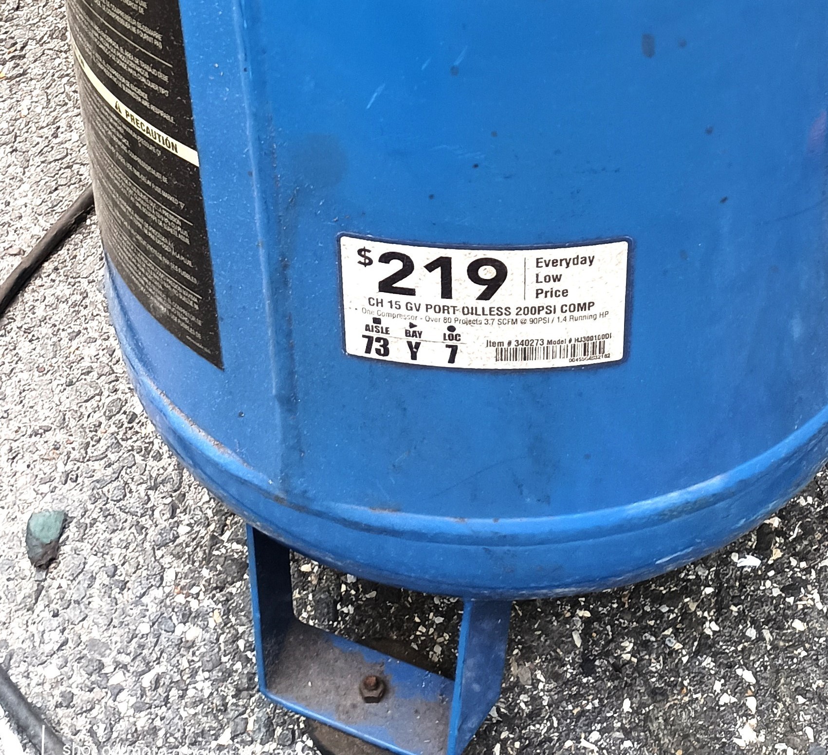 8602 Campbell Hausfeld Wheeled Portable Air Compressor Model