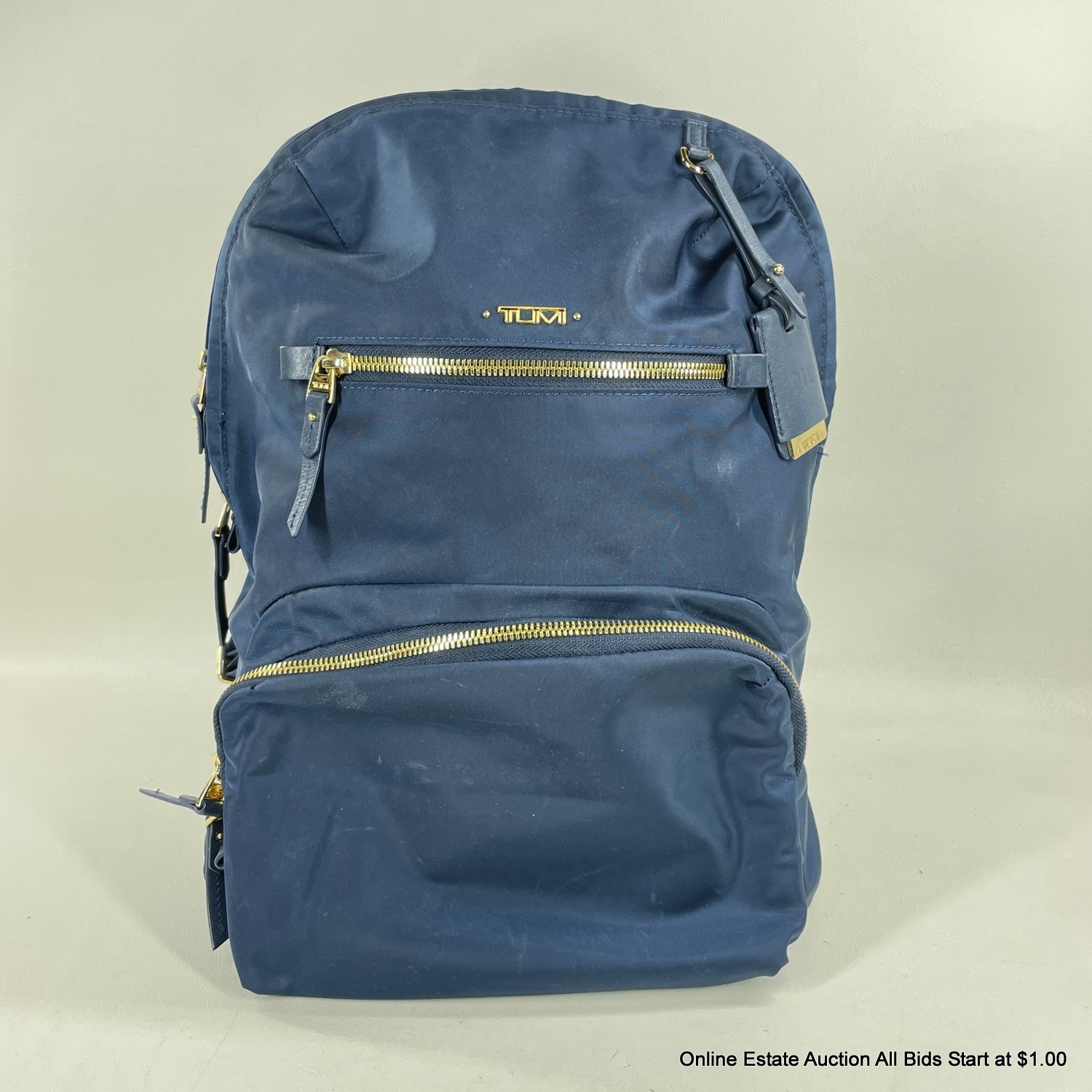 Tumi Navy Blue With Gold Accents Nylon Travel Backpack 