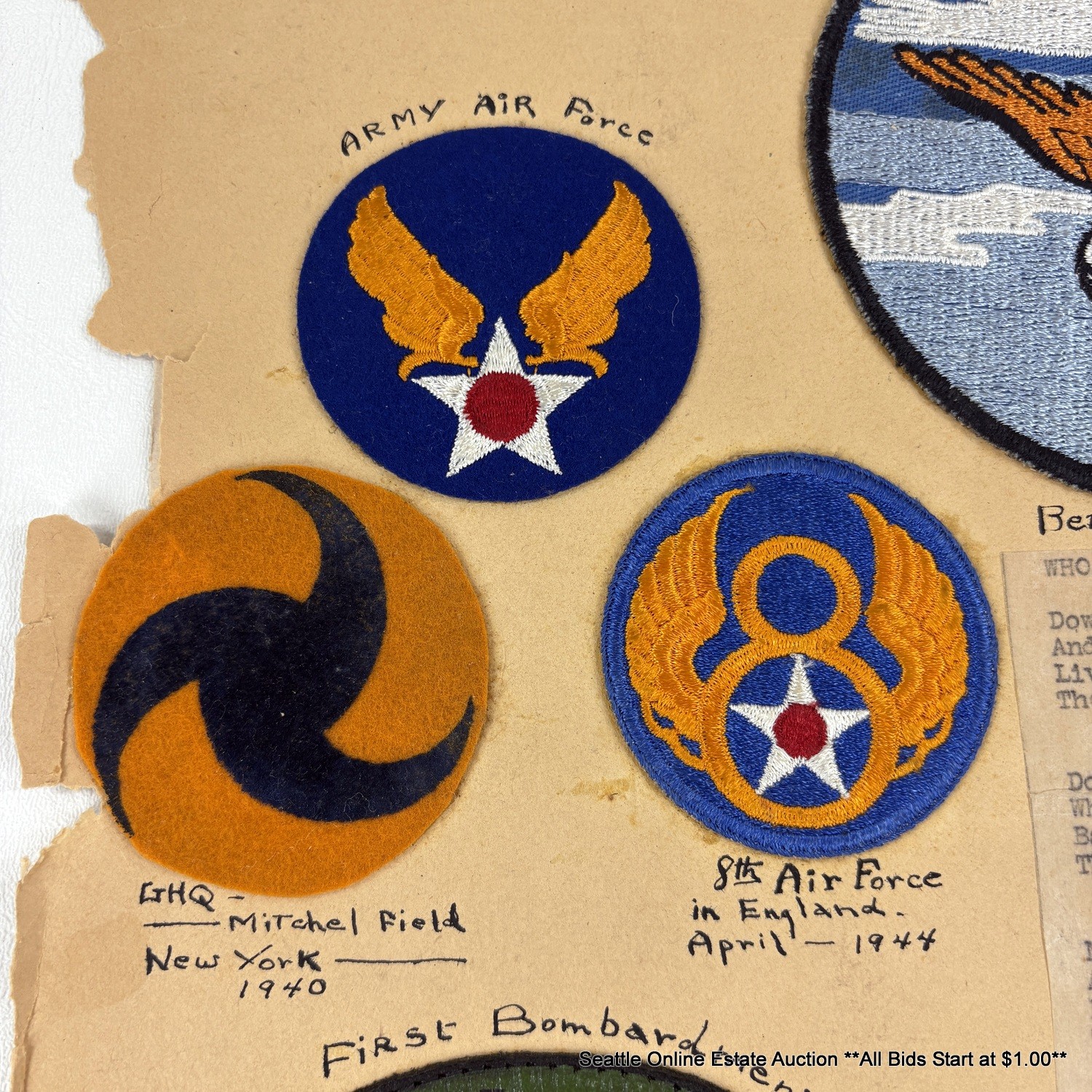 4 Air Force Military Patches Including First Bombardment, 7th Squadron ...
