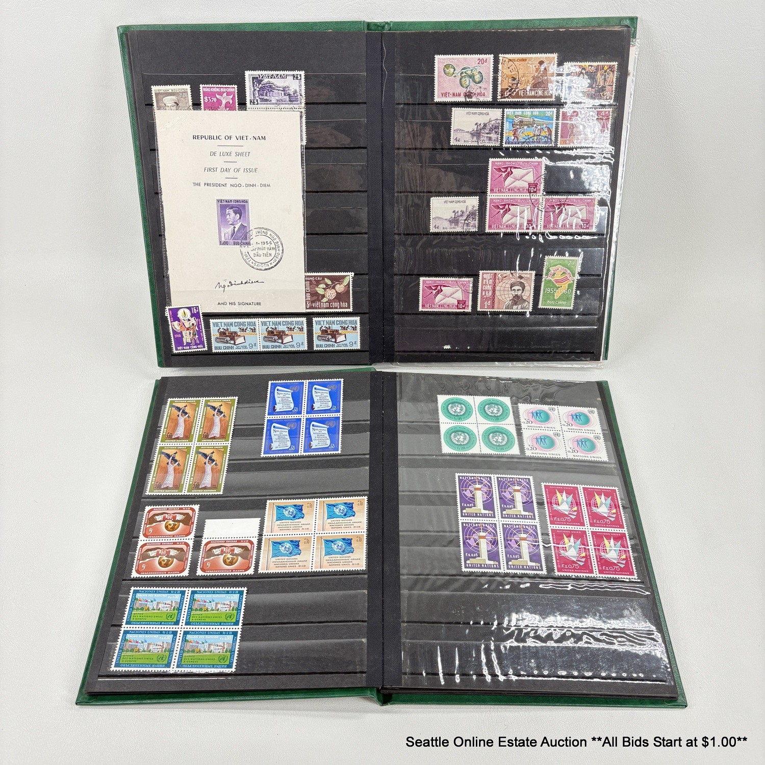 2 Books Of Vintage International Postage Stamps And Postmarked Air Mail ...