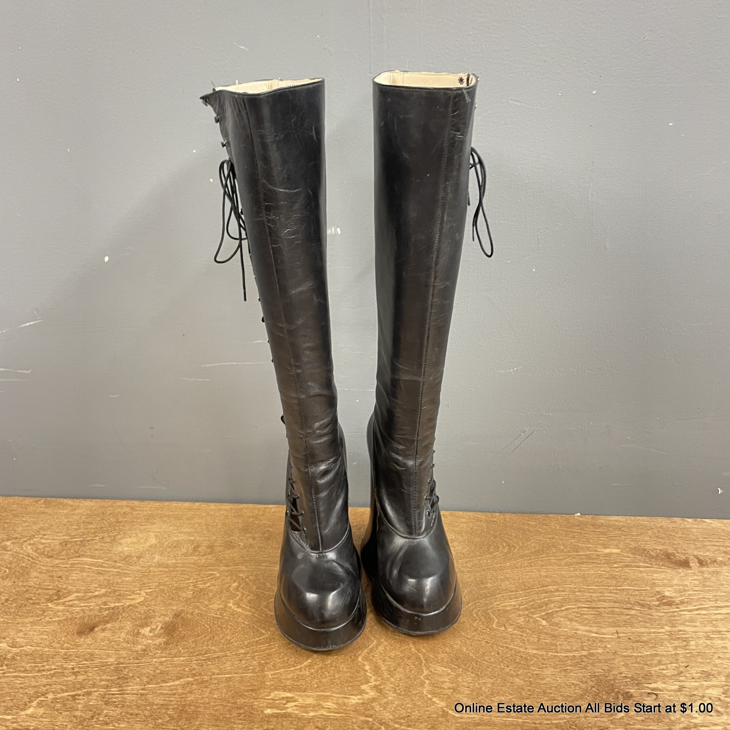 John Fluevog Lace-Up Leather Hoof Boots, Women display picture 2