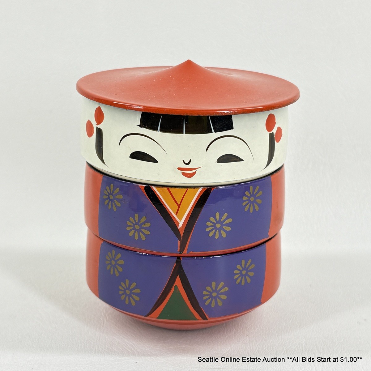 Japanese Stack Toys Japanese Vintage Kokeshi Lacquered Stacking Trinket Box #54392 ...