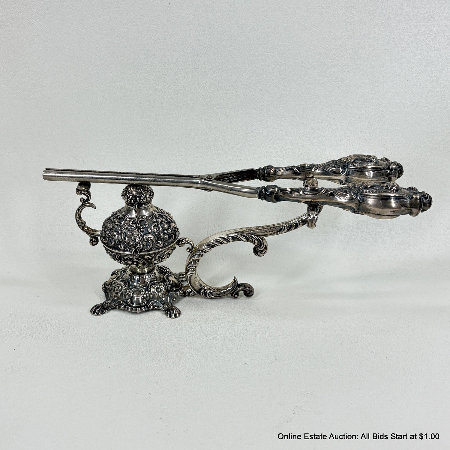 Unger Brothers Sterling Silver He Loves Me Curling Iron And Oil Heater ...