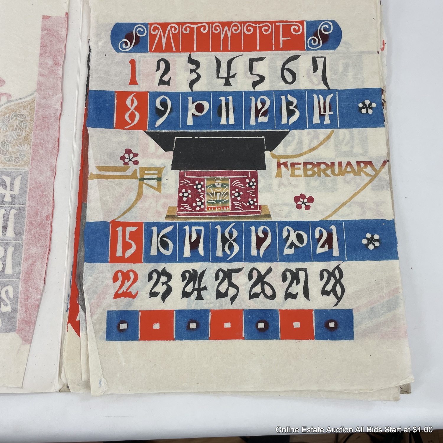 Calendrier Mural Vintage Japonais Nihonga Fujiron - Geisha - Tokyo Kangyo Bank