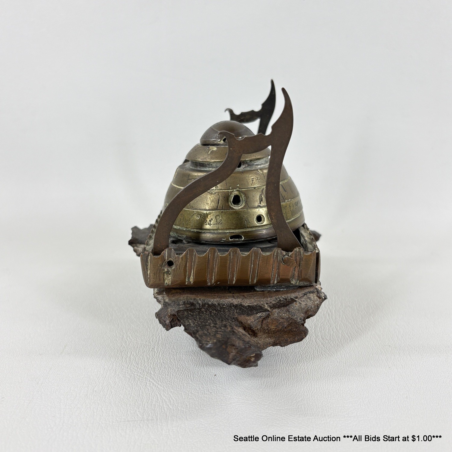 Wwi Shell Head World War I Era Trench Art Ink Well Made Form 75mm Shell Head And ...