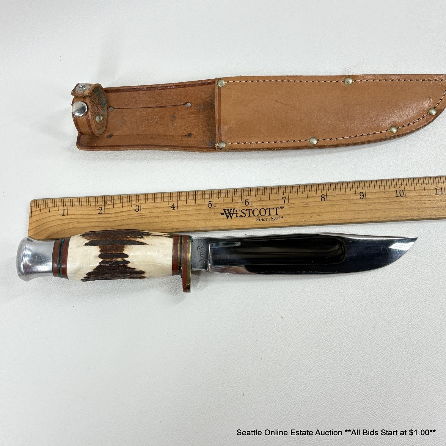Vintage Thompson Cutlery Ltd Sheffield England Sabre Stag Antler 10 ...