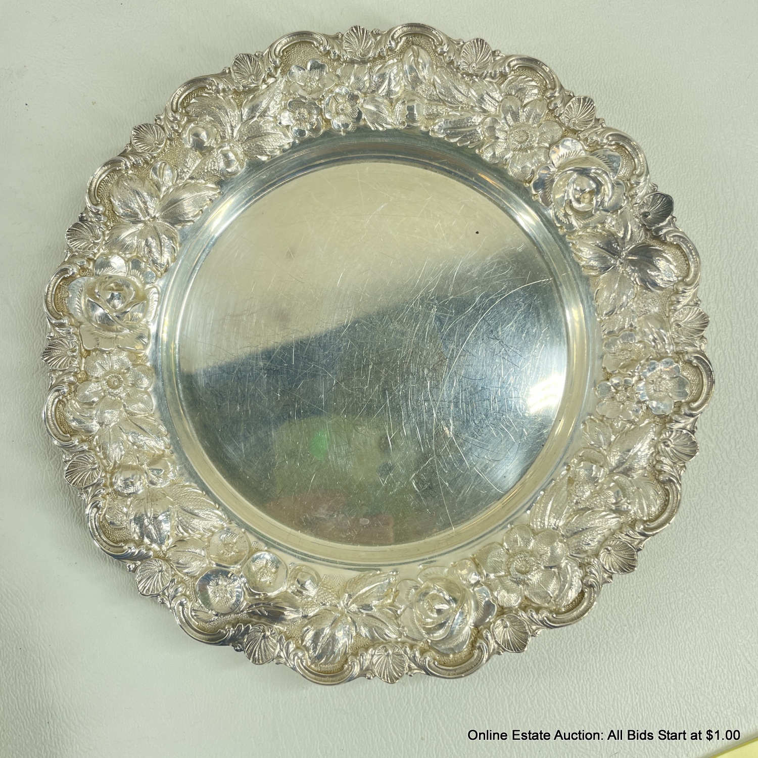 Eight Stieff Rose Pattern Sterling Silver 6" Bread Plates Total Weight